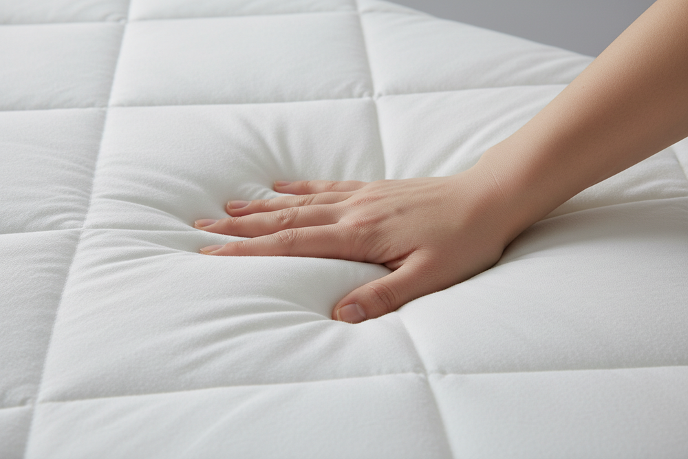 Create hand pushing down on topmadras, white