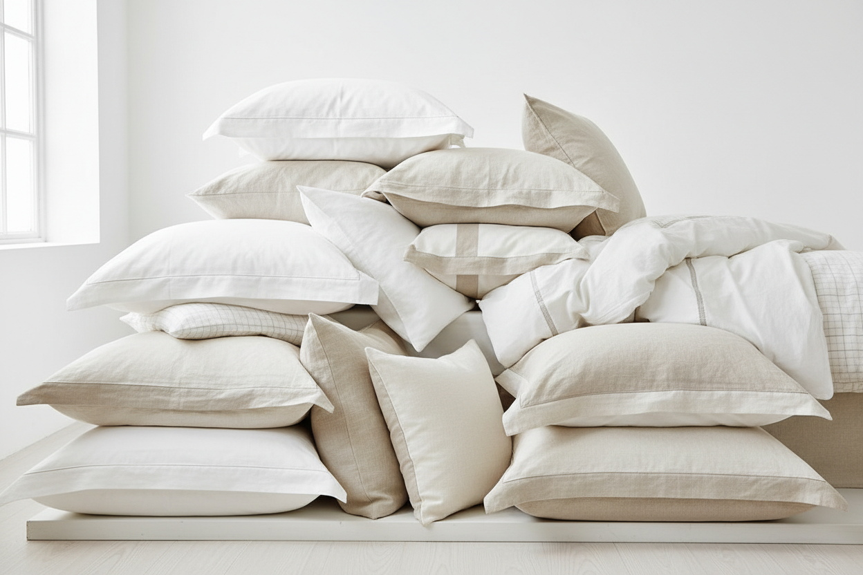 Generer et billede af Sengespinderiet puder samlet på ét billede. 