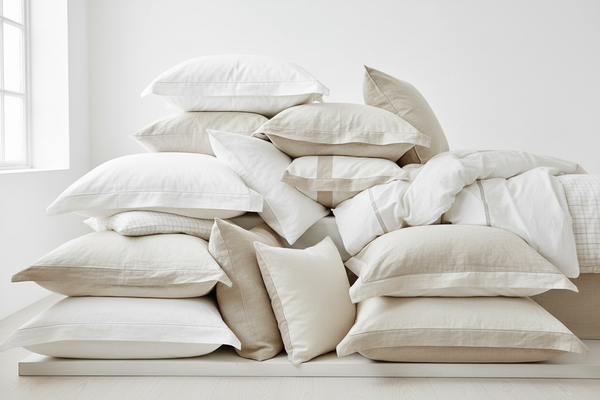 Generer et billede af Sengespinderiet puder samlet på ét billede. 