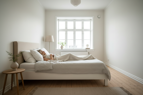 zoom billedet ud og lad sengen være i en københavner lejlighed. 